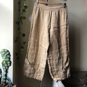 Willow Linen beige Khaki culotte pants